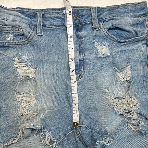 JUDY BLUE Denim Cutoff Shorts Sz Medium High Waist Heavily Distressed Blue JB150 - Picture 5 of 7